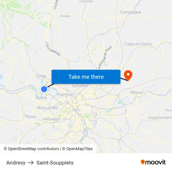 Andresy to Saint-Soupplets map