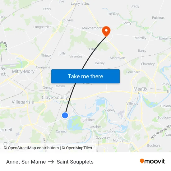 Annet-Sur-Marne to Saint-Soupplets map