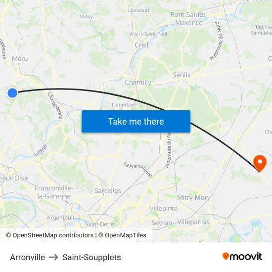 Arronville to Saint-Soupplets map