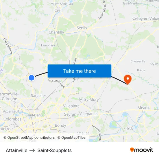 Attainville to Saint-Soupplets map