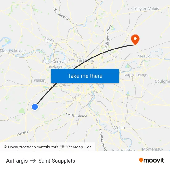 Auffargis to Saint-Soupplets map