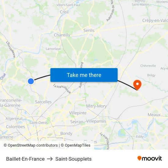 Baillet-En-France to Saint-Soupplets map