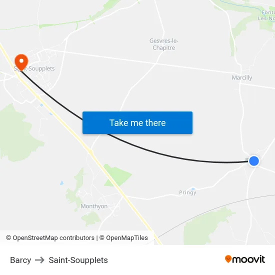 Barcy to Saint-Soupplets map