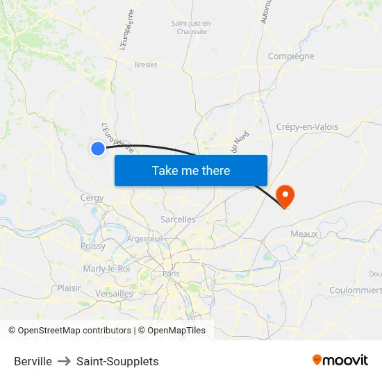 Berville to Saint-Soupplets map