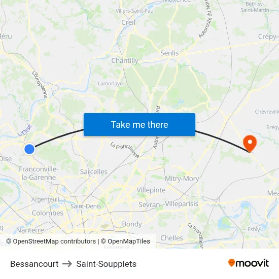 Bessancourt to Saint-Soupplets map