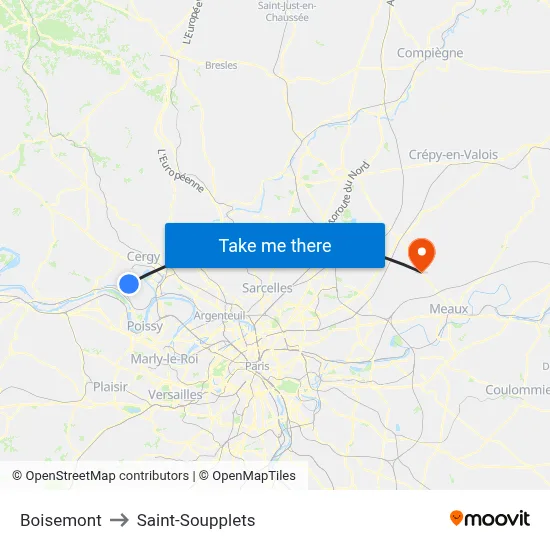 Boisemont to Saint-Soupplets map