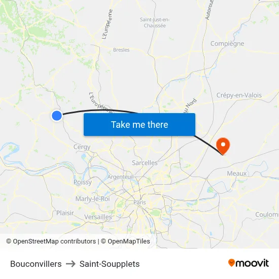 Bouconvillers to Saint-Soupplets map