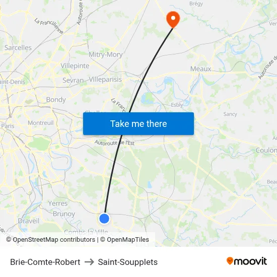 Brie-Comte-Robert to Saint-Soupplets map