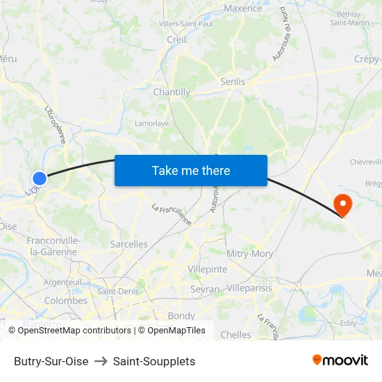 Butry-Sur-Oise to Saint-Soupplets map