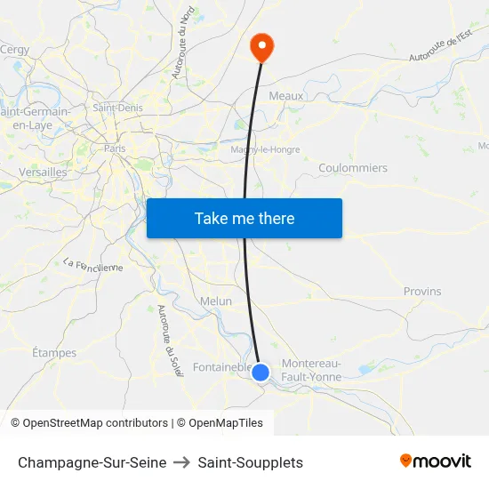 Champagne-Sur-Seine to Saint-Soupplets map