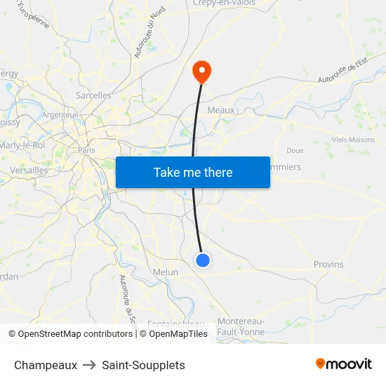 Champeaux to Saint-Soupplets map