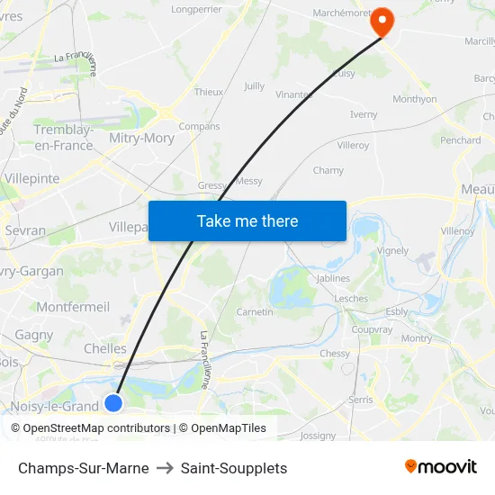 Champs-Sur-Marne to Saint-Soupplets map