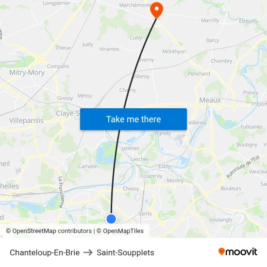 Chanteloup-En-Brie to Saint-Soupplets map