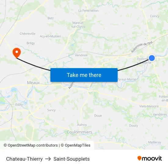 Chateau-Thierry to Saint-Soupplets map