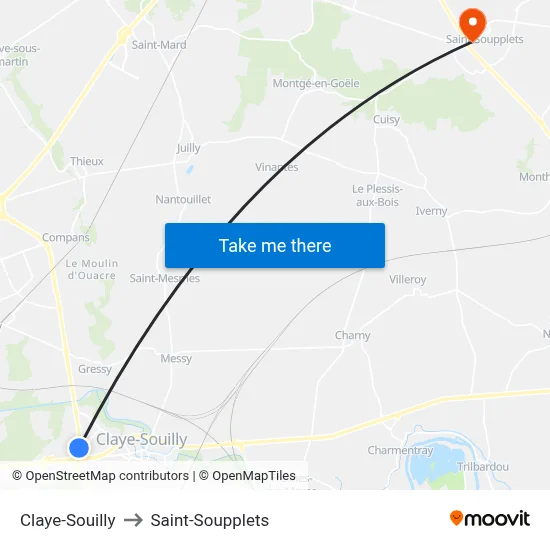 Claye-Souilly to Saint-Soupplets map