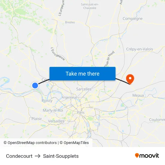 Condecourt to Saint-Soupplets map
