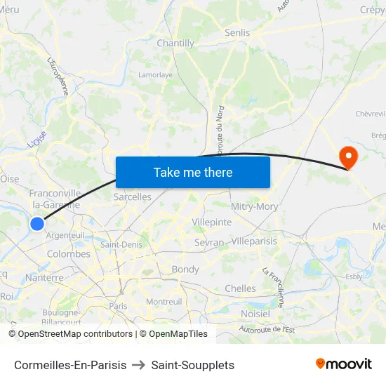 Cormeilles-En-Parisis to Saint-Soupplets map