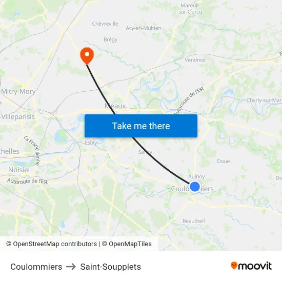 Coulommiers to Saint-Soupplets map