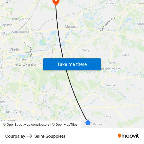 Courpalay to Saint-Soupplets map