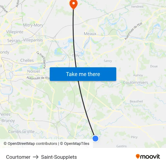 Courtomer to Saint-Soupplets map