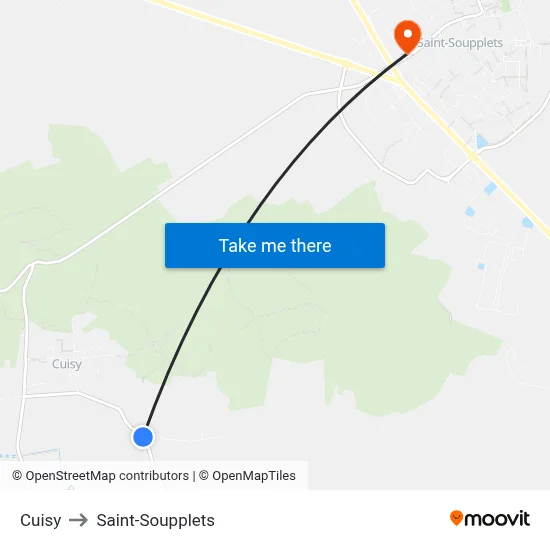 Cuisy to Saint-Soupplets map