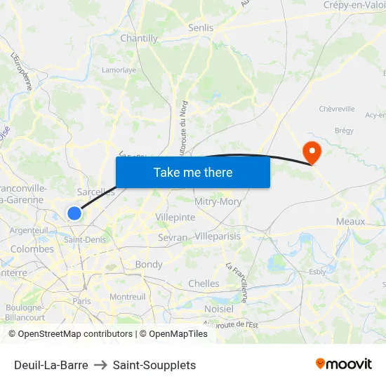 Deuil-La-Barre to Saint-Soupplets map