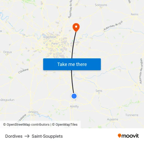 Dordives to Saint-Soupplets map