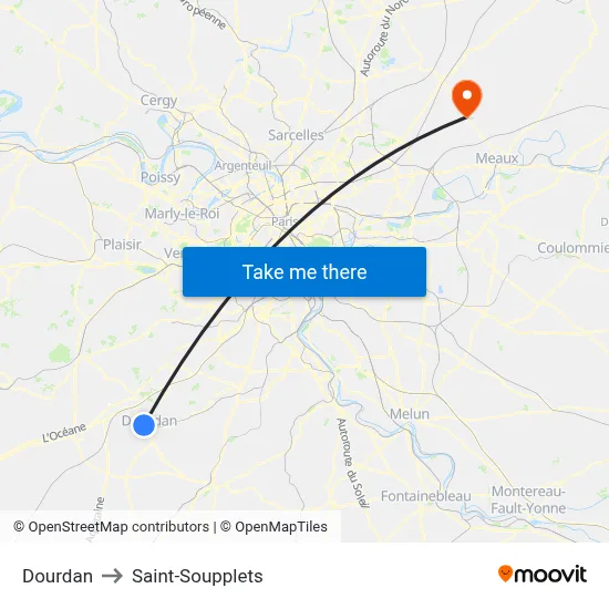 Dourdan to Saint-Soupplets map