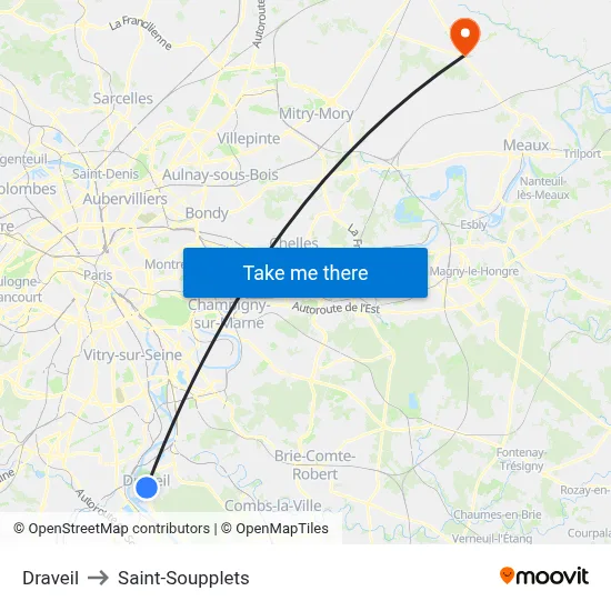 Draveil to Saint-Soupplets map