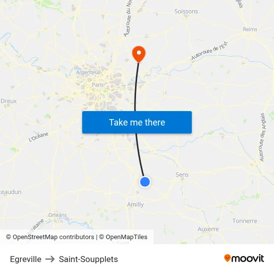 Egreville to Saint-Soupplets map