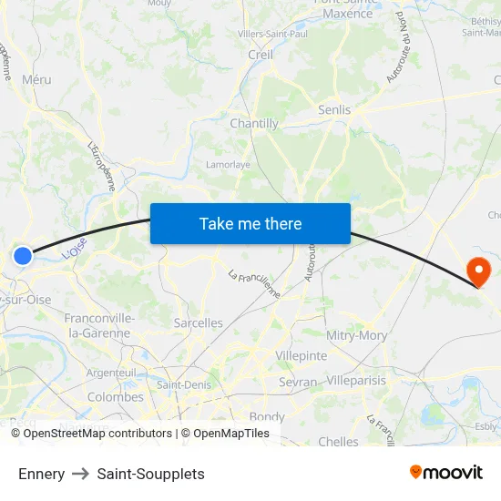 Ennery to Saint-Soupplets map