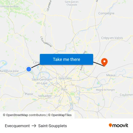 Evecquemont to Saint-Soupplets map