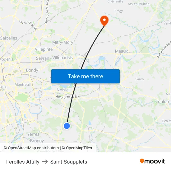 Ferolles-Attilly to Saint-Soupplets map