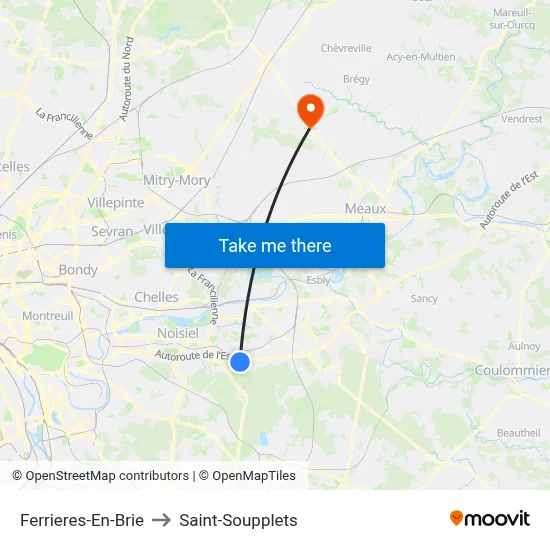 Ferrieres-En-Brie to Saint-Soupplets map