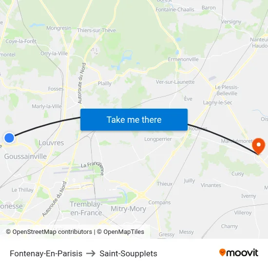 Fontenay-En-Parisis to Saint-Soupplets map