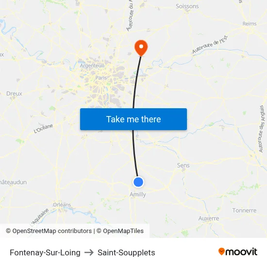 Fontenay-Sur-Loing to Saint-Soupplets map