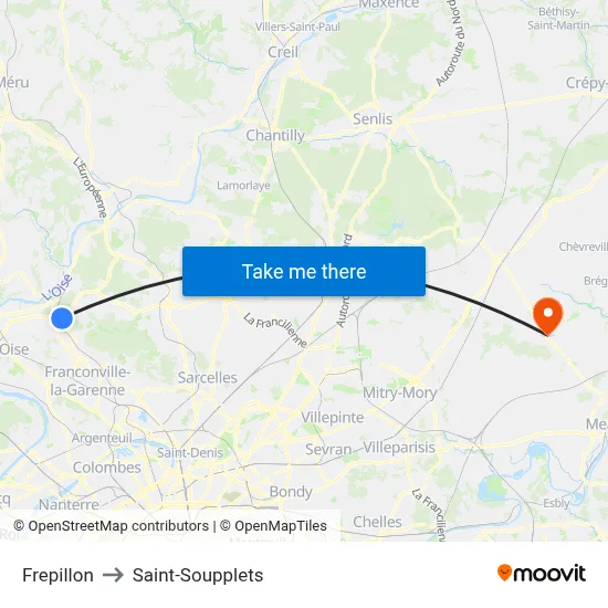 Frepillon to Saint-Soupplets map