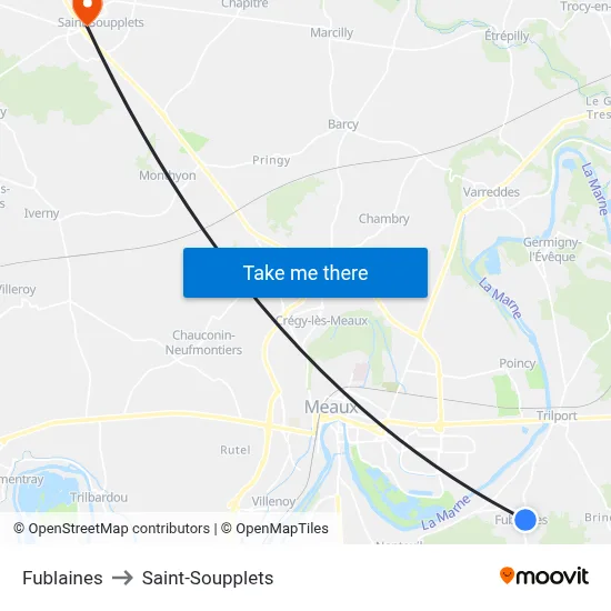 Fublaines to Saint-Soupplets map