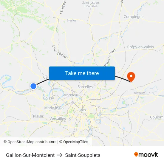 Gaillon-Sur-Montcient to Saint-Soupplets map