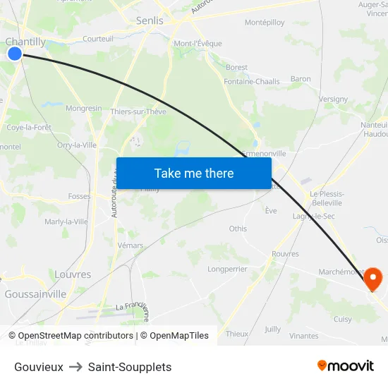 Gouvieux to Saint-Soupplets map