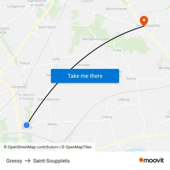 Gressy to Saint-Soupplets map