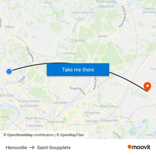 Herouville to Saint-Soupplets map