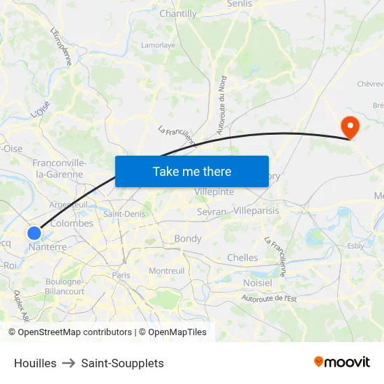 Houilles to Saint-Soupplets map