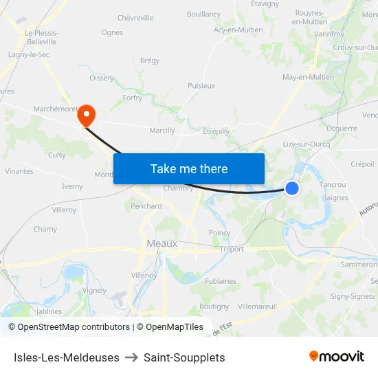 Isles-Les-Meldeuses to Saint-Soupplets map