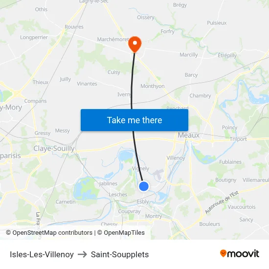 Isles-Les-Villenoy to Saint-Soupplets map
