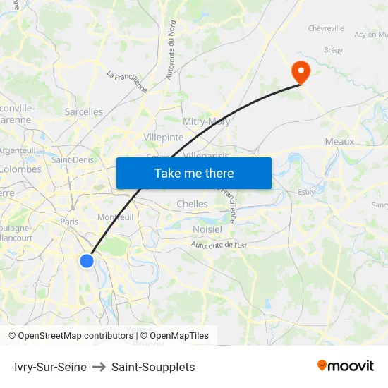 Ivry-Sur-Seine to Saint-Soupplets map