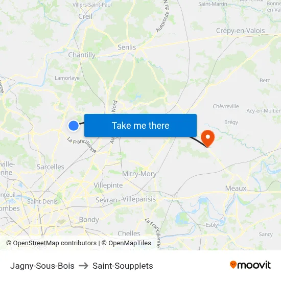 Jagny-Sous-Bois to Saint-Soupplets map