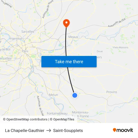 La Chapelle-Gauthier to Saint-Soupplets map