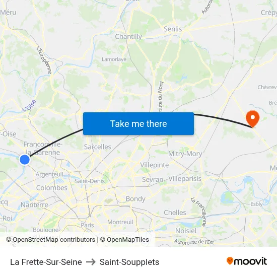 La Frette-Sur-Seine to Saint-Soupplets map