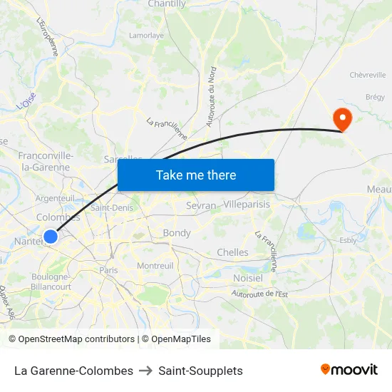 La Garenne-Colombes to Saint-Soupplets map